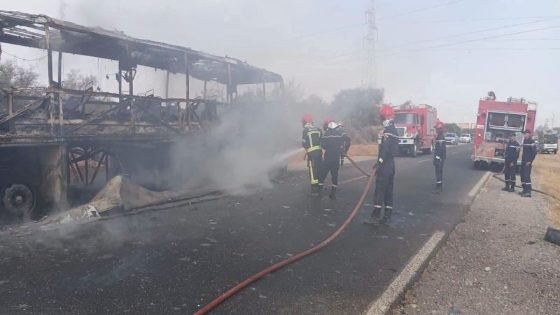 حريق مهول يلتهم حافلة كان على متنها 48 مسافرا نواحي تارودانت