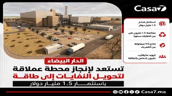 اريد صياغة تصميم بالهوية البصرية لكازا 7 بهذا العنوان الدار البيضاء تستعد لإنجاز محطة عملاقة لتحويل النفايات إلى طاقة باستثمار 1.5 مليار دولار