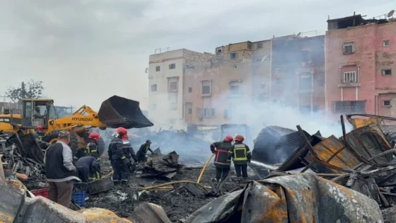 الدار البيضاء..حريق يلتهم سوق المسيرة و يخلف خسائر مادية